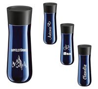 WMF Taza térmica Impuls con grabado personalizado - Taza térmica de 350 ml, apertura de 360°, taza de café para llevar, azul medianoche