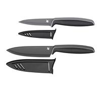 WMF Touch - Juego de 2 Cuchillos con Fundas Protectoras, Hojas de Acero Especial con Antiadherente de 13 cm y 9 cm, Color Negro