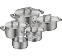 WMF Ultimate Cool - Batería de Cocina 5 Piezas, Acero Inoxidable Apto para Inducción, 1 Cacerola Baja de 20 cm, 3 Cacerolas Altas de 16 cm, 20 cm y 24 cm, 1 Cazo 16 cm con 4 Tapas de Acero