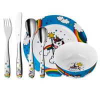 WMF Unicornio - Vajilla para niños 6 piezas, incluye plato, cuenco y cubertería (tenedor, cuchillo de mesa, cuchara y cuchara pequeña) (WMF Kids infantil)