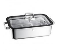 WMF Vitalis - Fuente Redondo de Cocción al Vapor 28 cm Diámetro, Tapa de Cristal con Borde de Silicona, Termómetro, Acero Inoxidable Cromargan Pulido, Apto para Inducción y Lavavajillas, 5 L