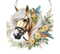 WMFASBAG Cabeza de caballo 2d plano bricolaje colgante colgante kit de arte de diamantes arte colgante de ventana para decoración del hogar
