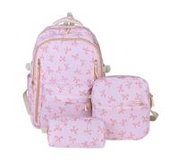 WMFASBAG Set de 3 Mochilas Escolares con Lazos para Niñas y Mujeres, Mochila de Nylon Estilo Coquette Y2k Harajuku de Gran Capacidad, Bonitas Mochilas Ajustables para Adolescentes Niños en Educación