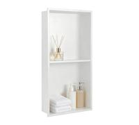 WMLBK Ducha de acero inoxidable, 60 x 30 cm, acero inoxidable 304, no requiere azulejos, nicho de ducha empotrado para baño (blanco, 60 x 30 x 10 cm, longitudinal, dos capas)