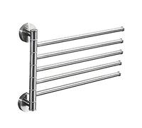 WMMIN Toallero de Acero Inoxidable Plateado/Negro, toallero Giratorio para baño, Colgador de Pared para baño, toallero, 2/3/4/5 Barras giratorias para baño, Cocina (Color: Plateado, Tama