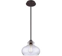 Wmmner 1-Light Light, Clear Glass Oval Chandelier Hanging Light Fixture Adjustable Light Pole Suspension Lamp
