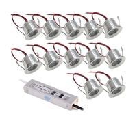 Wmmner 12Pcs Recessed Spotlight - 1W Step Lamp, Mini Puck Lights Spotlight, 12V Dc Embedded Ceiling Downlight, Concealed Background Wall Ceiling Light With Transformer For Cabinets Display Cabinets(Co