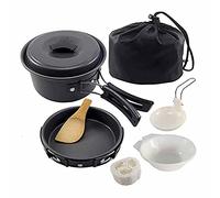 Wmmner 15Pcs Portable Outdoor Cook Gear Camping Cookware Mess Kit Aluminum Nonstick Pot Pan Kettle Set For Hiking Backpacking Picnic