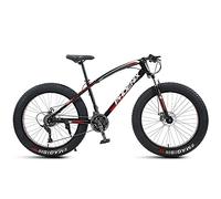 Wmmner 24 Inch Mountain Bike For Boys, Girls, Mens And Womens, Adult Fat Tire Mountain Bicycle, Carbon Steel Beach Snow Outdoor Bike, Hardtail, Disc Brakes,White,21 Speed/Rojo/27 Velocidad
