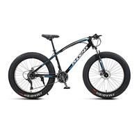 Wmmner 24 Inch Mountain Bike For Boys, Girls, Mens And Womens, Adult Fat Tire Mountain Bicycle, Carbon Steel Beach Snow Outdoor Bike, Hardtail, Disc Brakes,White,21 Speed/Azul/21 Velocidad