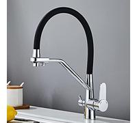 Wmmner 3-In-1 Pull Out Kitchen Mixer Tap - Flexible Faucet With Sprayer & Water Purifier - High Arc Drinking Water Filter Tap In White & Chrome Finish