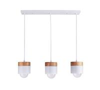 Wmmner 3-Light Chaner Wood Light Fitting, N Simple Ceiling Lighting Fixture Hanging Lamp, E27 Suspension Lights For Dining Room Kitchen Island Bedroom Study/Round Base