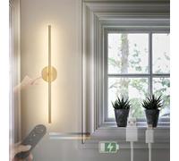 Wmmner 360° Rotating Led Wall Sconces - 3 Color Dimmable Indoor Lamps With Remote Control, Usb-C Rechargeable, Square Gold Design, Perfect For Bedroom Lighting (2 Packs)/Round Gold/1 Paquete
