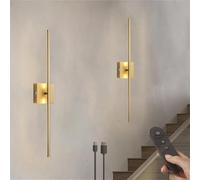 Wmmner 360° Rotating Led Wall Sconces - 3 Color Dimmable Indoor Lamps With Remote Control, Usb-C Rechargeable, Square Gold Design, Perfect For Bedroom Lighting (2 Packs)/Oro Cuadrado Ulz 000104 Oro Re