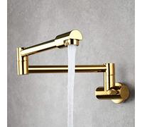 Wmmner 360° Rotating Wall Mounted Cold Water Faucet Single Handle Foldable Kitchen Sink Tap Multifunctional Gold Finish For Kitchens/Dorado Cepillado/a