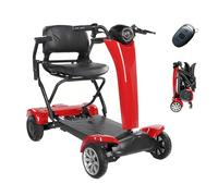 Wmmner 4 Wheel Mobility Scooter,Folding 4 Wheel Mobility Scooter One Click Fold And Unfold With Led Headlights And Charger Auto Folding Electric Mobility Scooter Portable Travel Scooter (Red)