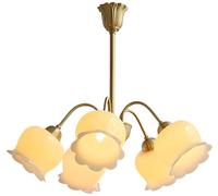Wmmner 5 Light Brass Flower Exquisite Home Chandelier Sputnik Mid Century Modern Exquisite Home Chandelier For Girls Bedroom Milk Floral Light Farmhouse Ceiling Lamp For Living Ro/5 Luz