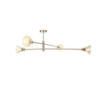 Wmmner Accesorio de Araña Moderno, con Paraguas de Vidrio, Acabado de Latón, Iluminación Colgante de Mediados de Siglo, Lámpara de Techo Industrial Vintage de Montaje Semiempotrado, Bombillas Led G4 I