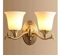 Wmmner Accesorios de Iluminación de Pared Vintage de Doble Cabeza, Lámpara de Pared de Latón Moderna para Interiores con Vidrio Blanco Esmerilado, Aplique de Pared de Mediados de Siglo, Montaje en Par