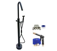 Wmmner Agua de Acero Inoxidable para Exterioresr Play Fcet Stand, Grifo de Manguera de Jardín Independiente, Salida de Agua de Montaje en el Suelo, Negro, 15 * 120 Cm/6 * 47 Grados para Niños Y Adulto