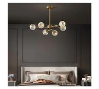 Wmmner All Copper Modern - Style Led Chandelier Compatible With Living Room Bedroom Dining Room Kitchen Black Gold Lamp Light Fixtures,Led Ceiling Lamp/Oro/6 Cabezas