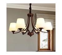 Wmmner American Country Retro Style Living Room Chandelier Dining Bedroom Lighting Glass Vintage Simple Indoor (Warm White 8Lights) (3Color Dim 10Lights)/Blanco Frío/6Lights