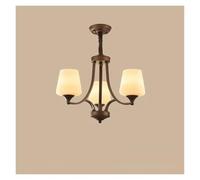 Wmmner American Country Retro Style Living Room Chandelier Dining Bedroom Lighting Glass Vintage Simple Indoor (Warm White 8Lights) (3Color Dim 10Lights)/Blanco Frío/3 Luces