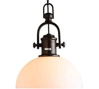 Wmmner American Country Single Head Pot Cover Glass Chandelier Retro Industrial Light Black Metal Forged Iron Ceiling Ceiling Glass Shade, Chandelier