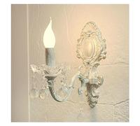 Wmmner Antique White Distressed Crystal Wall Sconces - Elegant Candle Lighting Fixture For Farmhouse Bedroom, Living Room, Restaurant, Bathroom, Staircase - Stylish Wall Mounted Lamps/Blanco Antiguo/1