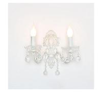Wmmner Antique White Distressed Crystal Wall Sconces - Elegant Candle Lighting Fixture For Farmhouse Bedroom, Living Room, Restaurant, Bathroom, Staircase - Stylish Wall Mounted Lamps/Blanco Antiguo/2