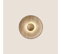 Wmmner Aplique de Luz de Pared Retro Minimalismo Redondo Lámpara Interior de Travertino Amarillo 9W Led Cálido 3000K Linterna Decoración Iluminación de Sala de Estar