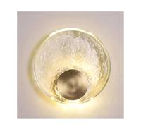 Wmmner Aplique de Pared de Cristal Redondo Lámpara de Pared Led de Latón Nórdico Iinterior Decoración de Arte Luminaria de Pared 3000K Blanco Cálido para Sala de Estar Dormitorio Camino Escaleras Pasi
