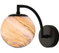 Wmmner Aplique de Pared de Decoración Moderna de Mediados de Siglo con Vidrio Moon Planet Lighting Fixture Lámpara de Pared de Dormitorio con Cable Negro Lámpara de Pared Dorada, Araña (Orange Planet)