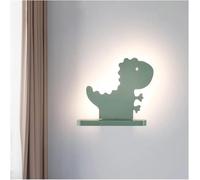 Wmmner Aplique de Pared Led Verde, Accesorio de Iluminación de Mesita, Lámpara de Pared de Dinosaurio con Estante, Luz de Pared de Dibujos Animados, para Sala de Estar
