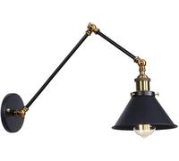 Wmmner Aplique de Pared Negro Y Dorado, Brazo Oscilante Ajustable, Accesorio de Luz de Pared de Granja E27 Lámparas de Pared de Metal en V-Intage, Lámpara de Pared Colgante Moderna/C 30*15Cm Ulz 00029