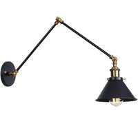 Wmmner Aplique de Pared Negro Y Dorado, Brazo Oscilante Ajustable, Accesorio de Luz de Pared de Granja E27 Lámparas de Pared de Metal en V-Intage, Lámpara de Pared Colgante Moderna/D 30 * 30Cm