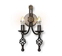 Wmmner Apliques de Pared, Aplique de Pared V-Intage Loft Lámpara de Pared de Vela de Hierro de Doble Cabeza para Dormitorio Restaurante Iluminación de Cabecera, Negro