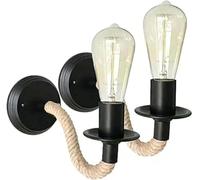 Wmmner Apliques de Pared Estilo Amén Aplique de Pared de Cuerda de Cáñamo Retro, Lámpara de Pared de Tubo Curvo Industrial Vintage, Accesorios de Iluminación Interior para Granja, Restaurante, Bar, Co