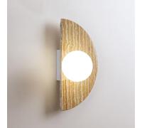 Wmmner Apliques de Pared para Dormitorio Lámpara de Pared de Mármol Media Luna Semicírculo Piedra Travertino Vintage con Pantalla de Lámpara de Vidrio Globo Decoración Interior Iluminación de Pared pa