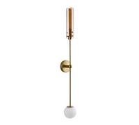 Wmmner Apliques de Pared para Dormitorio Vidrio de 2 Luces Oro Moderno con Bola de Vidrio Blanco Lámpara de Pared de Fondo Interior con Cable para Dormitorio Cama de Baño Escalera Sala de Estar Pasill
