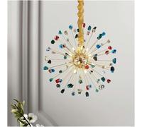 Wmmner Araña Led Postmodern Colorido Bola de Cristal Oro Hierro Techo Redondo Lámpara Colgante Luminaria Colgante Compatible con Vestíbulo/Globo 50Cm/Warm White
