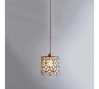 Wmmner Art Light Stained Glass Hanging Lamp Retro Colorful Cylinder Water-Patterned Glass Ceiling Light Fixture Kitchen Island, Modern Nordic Adjustable Brass Lighting E27(E)/un Color/F