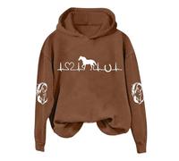 Wmmner Autumn Winter Pullover Tops Hoodie Cotton Women Hoodies For Womens Fall Fashion 2025 Horse Heart Print Crewneck Shirts Causal Plus Size Horse Lover Outfits Casual Styles Loose Design Pull-On Cl