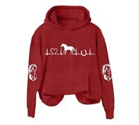 Wmmner Autumn Winter Pullover Tops Hoodie Cotton Women Hoodies For Womens Fall Fashion 2025 Horse Heart Print Crewneck Shirts Causal Plus Size Horse Lover Outfits Casual Styles Loose Design Pull-On Cl