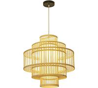 Wmmner Bamboo Chandelier,Open Weave Cane Rib Bell Hanging Ceiling Lamp,Southeast Asian Restaurant Bar Counter Creative Tea Room Light Weaving Fixtures Lighting With E27 Holder The ()