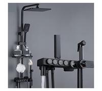 Wmmner Bathroom Shower System,Shower System Displaythermostatic Black Bath And Shower Faucet Set Bathtub Tap With Bathroom Shelf Water Flow Produces Electricity,Black 3 Th-1/Cromo 4 Número/1