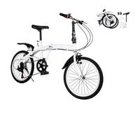 Wmmner Bicicleta Plegable de 20 Pulgadas para Adultos Bicicleta de Aleación Ligera Bicicleta Urbana Plegable Portátil Parar Fitness Y Diversión | 6 Velocidades, Asiento Y Manillar Ajustables | Blanco