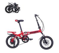 Wmmner Bicicleta Plegable para Adultos, Bicicleta Portátil de 14/16 Pulgadas, Regulación de Velocidad de 6 Velocidades, Frenos de Doble Disco, Asiento Ajustable, Bicicleta de Cercanías Plegable Rápida