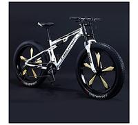 Wmmner Bicicletas de Montaña para Hombres Bicicleta de Montaña de Neumáticos Gordos para Adultos de 26 Pulgadas con Suspensión Completa, Acero de Alto Carbono, Mgrande, Freno de Disco Doble, Bicicleta