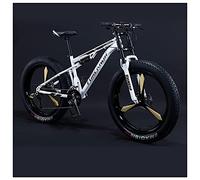 Wmmner Bicicletas de Montaña para Hombres Bicicleta de Montaña de Neumáticos Gordos para Adultos de 26 Pulgadas con Suspensión Completa, Acero de Alto Carbono, Mgrande, Freno de Disco Doble, Bicicleta